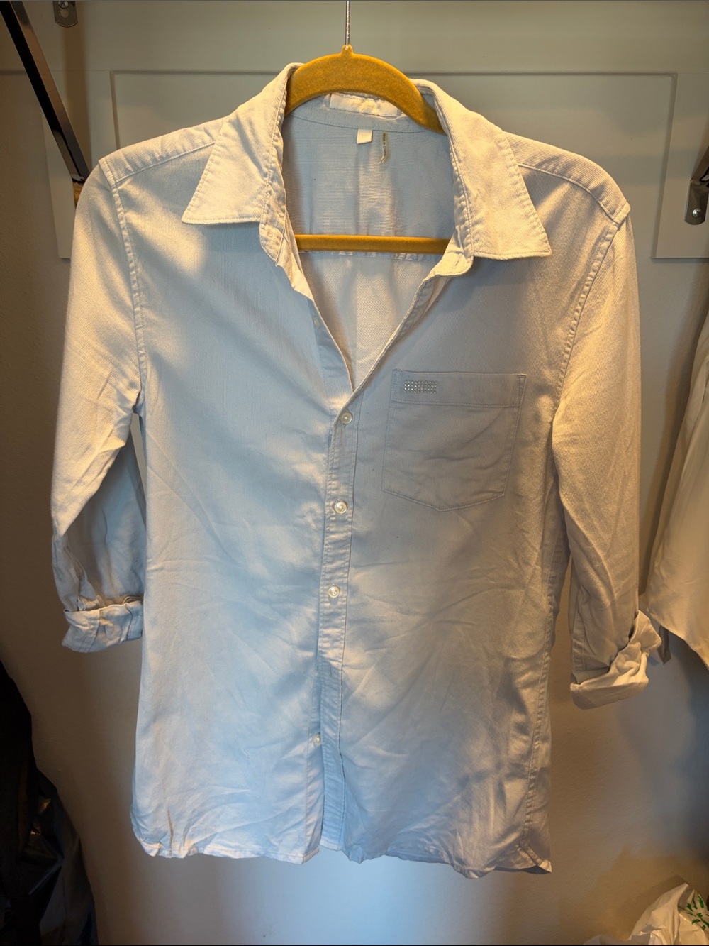 7 For All Mankind Light Blue Women's Button-Down Shirt